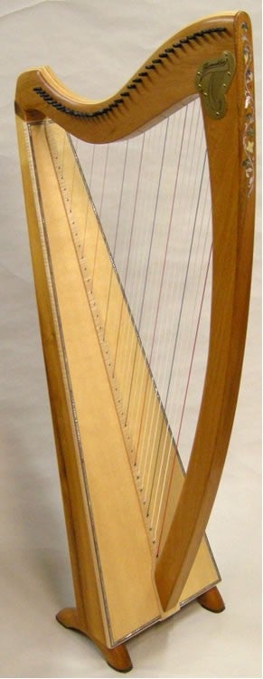 A wooden harp