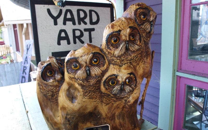 Wooden carved owls