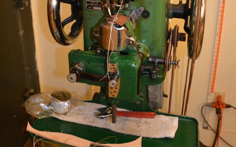 A machine used for making leather items