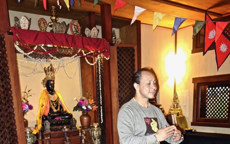 Prajwal R. Vajracharya performs a traditional Nepalese dance
