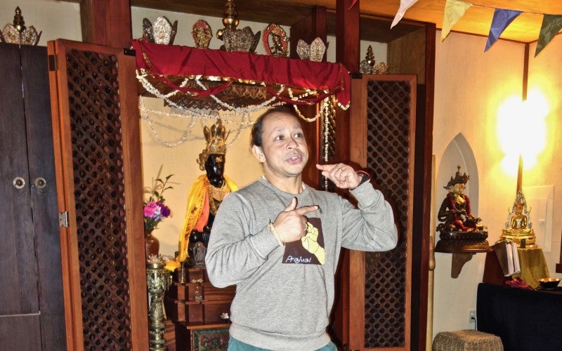 Prajwal R. Vajracharya performs a traditional Nepalese dance