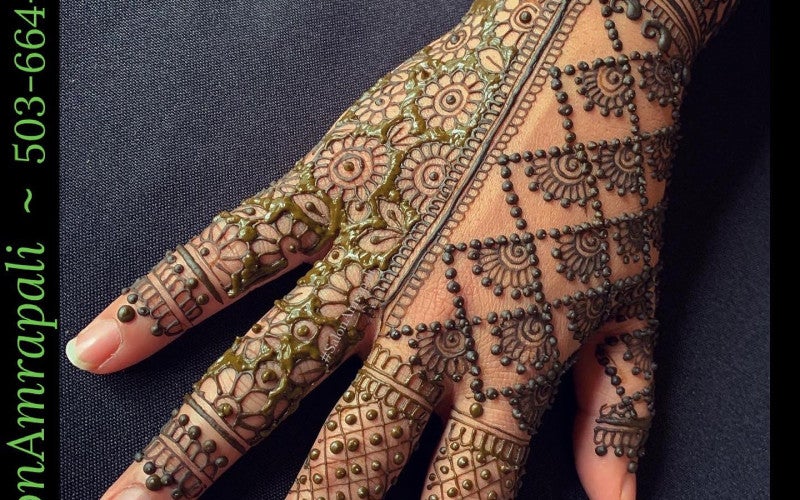 Hand painted with henna